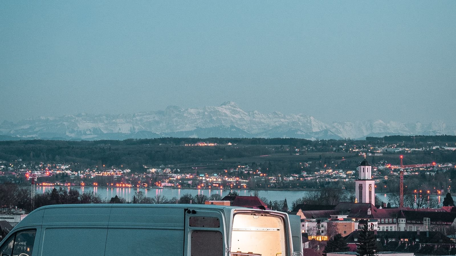 White van parked on a street