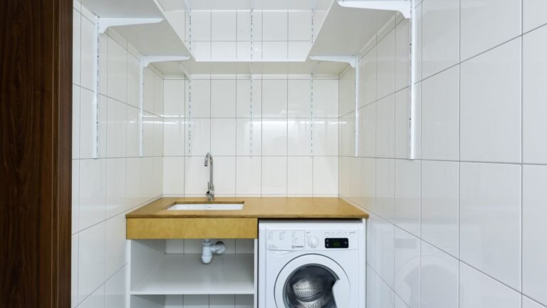 Modern laundry area with a washing machine